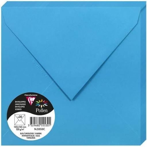Enveloppes Gommées Clairefontaine Pollen - 20 Pièces 14x14cm - Vert Menthe 120g/m² - Premium Made In France