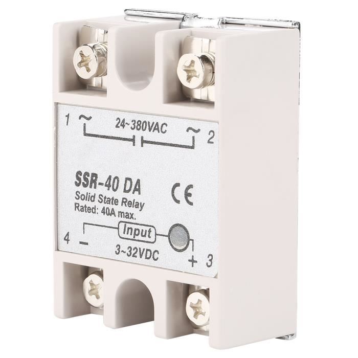 Relais Solide State SSR-40DA - 40A 24-380V - 1 à 10 Pièces - Commande 3-32V DC Pour Arduino/PLC