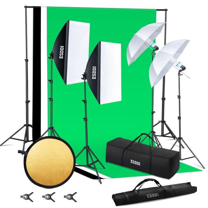ESDDI Softbox Kit Éclairage 2.6Mx3M 3 couleurs Sac portableStudio