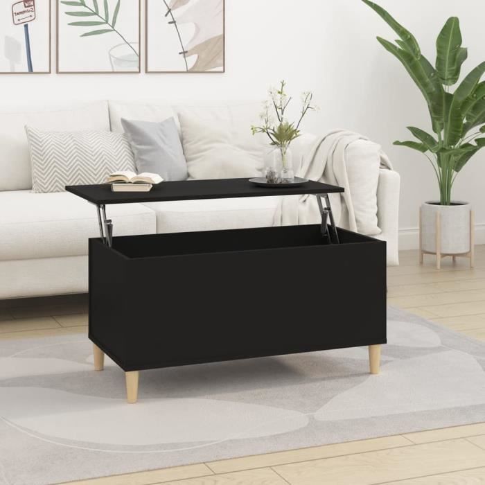 famirosa table basse noir 90x44,5x45 cm bois d'ingénierie-581