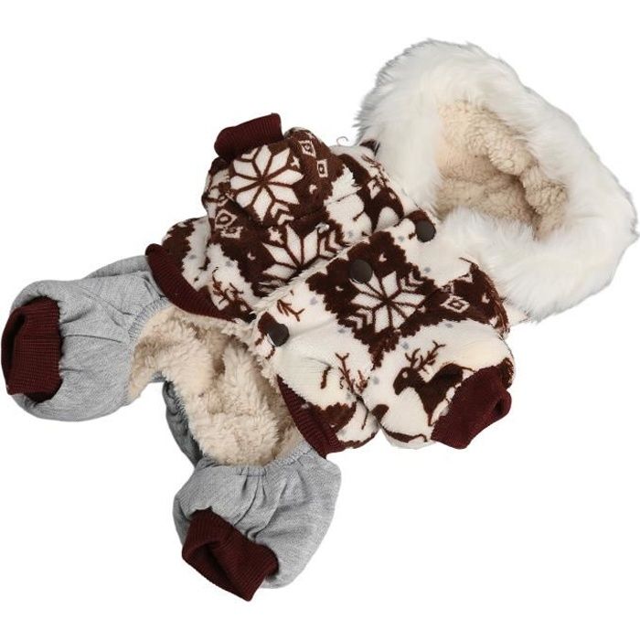Meilleurs prix pour Manteau à capuche pour chien de Noël Veste d'hiver pour chien Empêcher les coups de animalerie blouson Marron L Marron M