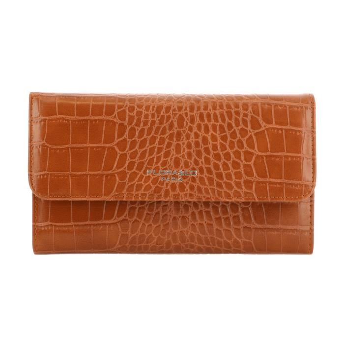 Portefeuille Femme Flora & Co Long Format Enveloppe 3 Volets - Simili Cuir Souple Avec Lanière