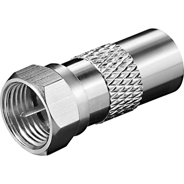 Connecteur F mâle - Goobay - 673191 - Coaxial - Gris - 2 connecteurs F mâle