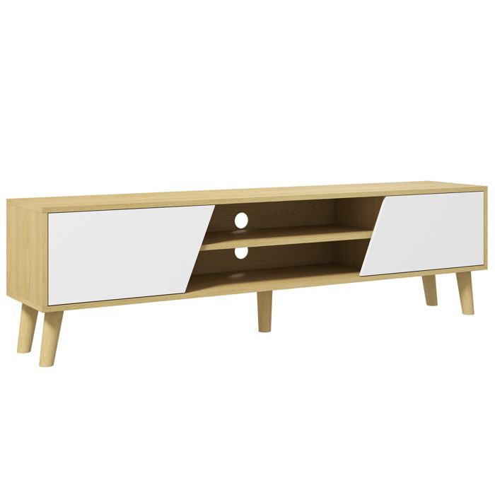 HOMCOM - Meuble TV - Panneau de particules - 150x30x42cm - Bois naturel