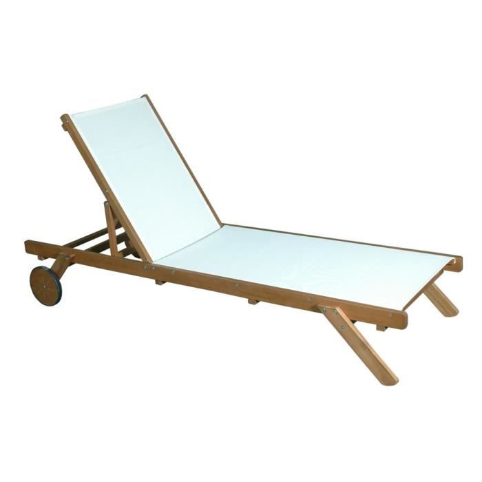 Bain De Soleil En Acacia Fsc Et Polyester Enduit Multipositions Et Roulettes Longueur 195cm Cenari Ecru Achat Vente Chaise Longue Bain De Soleil En Acacia Fsc Cdiscount