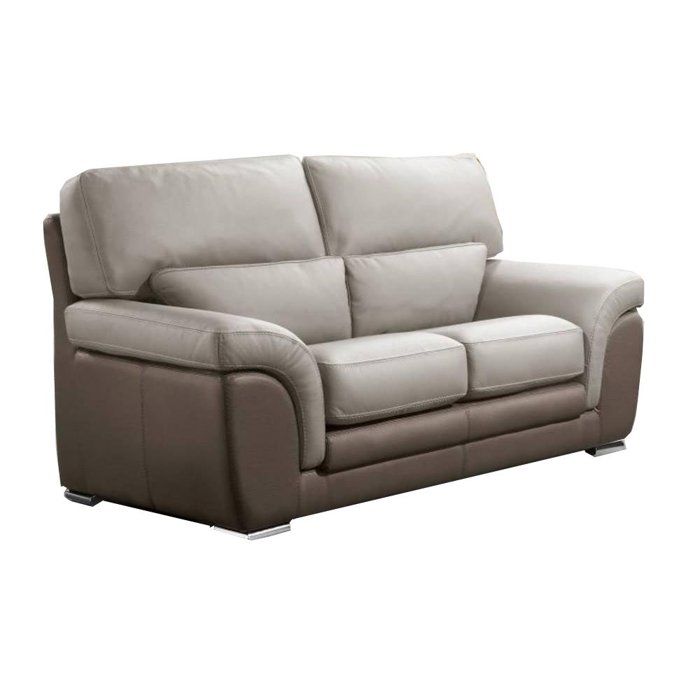 cloa canape cuir vachette 2 places bicolore taupe et beige bi color cuir inside75 cdiscount maison