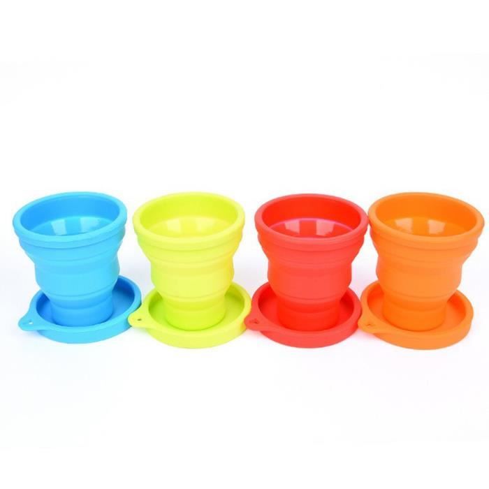 Lot De 2 Gobelets En Silicone Pliables Avec Couvercle - Parfait Pour Voyage Et Camping