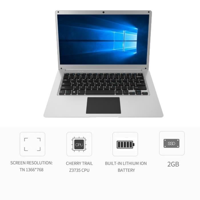 Top achat PC Portable PC Portable 14'' HD ( RAM 2Go, SSD 32Go, Windows 10 Home), Argent pas cher