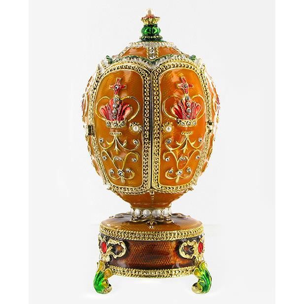 Boîte à Musique Kremlin Style Fabergé – Émail Et Strass – Œuf Décoratif