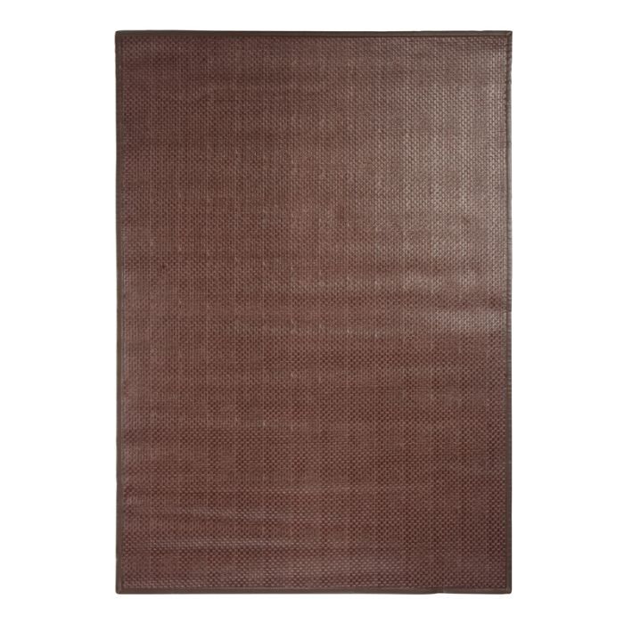 SKIN - Tapis salon ou chambre en cuir tressé pour une ambiance chaleureuse 55 x 85 cm Marron Chocolat