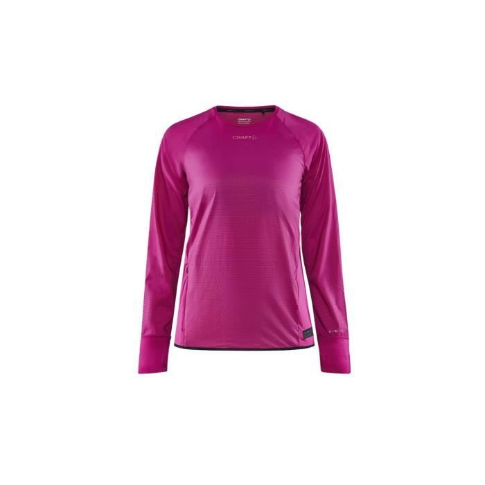 T-Shirt Running Femme - CRAFT PRO HYPERVENT WIND - Manches Longues - Rose