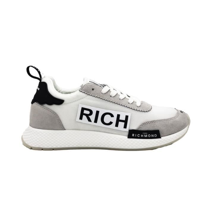 JOHN RICHMOND SNEAKERS SUEDE PERLA GRIGIO NERO JR2/M A (45 - BIANCO) Bianco  - Cdiscount Chaussures