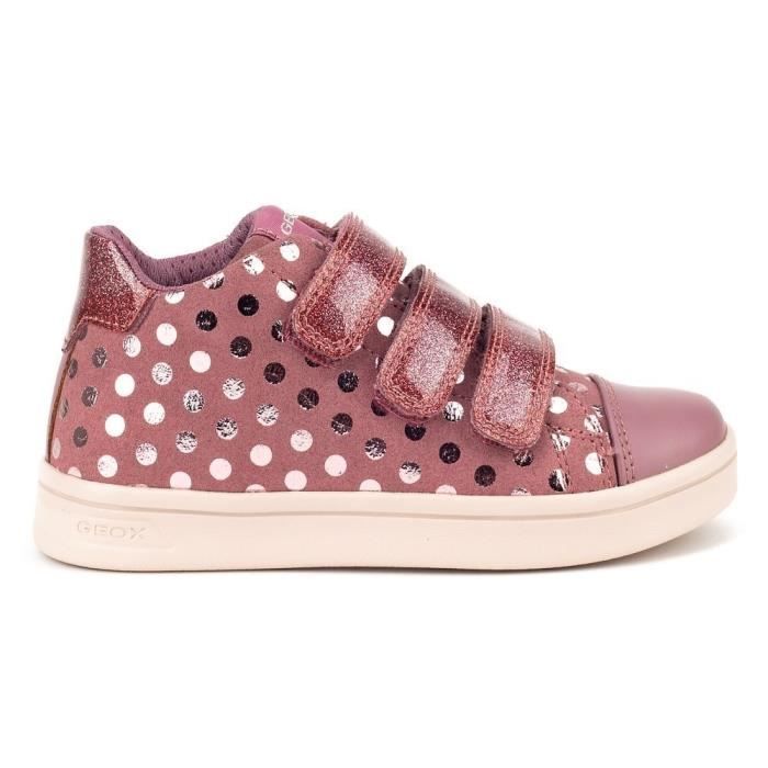 Geox Baskets pour enfant - GEOX - JR Djrock Girl - Rose - Lacets - Synthétique