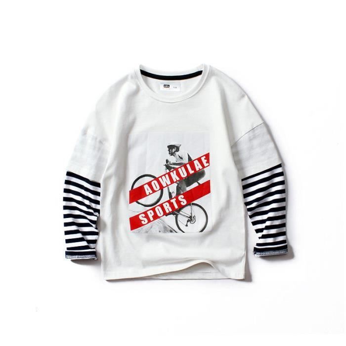 T-shirt Manches Longues Enfant Unisexe - Coton Doux, Coupe Ample - Printemps, Maternelle, Loisirs - Taille 2-10 Ans - 5