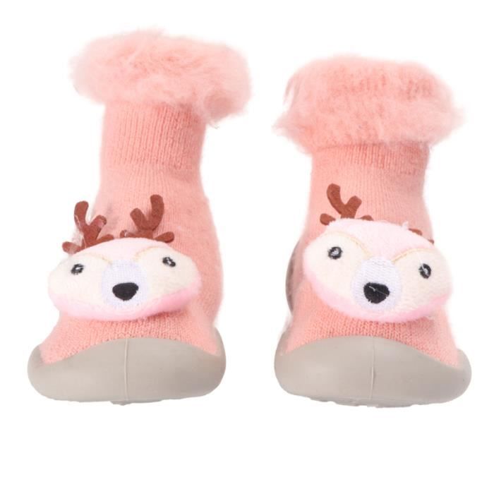 1 Paire De Chaussures De Bebe De Saison De Noel Automne Hiver Infantile Prewalker Dessin Anime Epaississement Sandale Nu Pieds Pink Cdiscount Chaussures