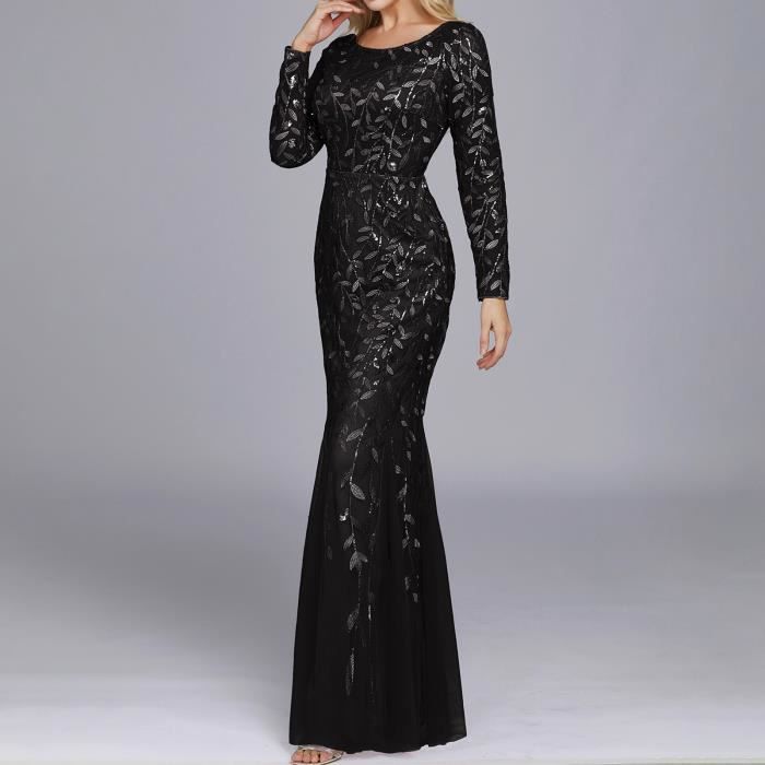 Robe sequin noir manche longue cheap