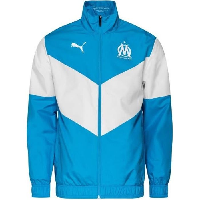 Veste pr?�-match OM 2021/22 - bleu azur/blanc - Cdiscount Sport
