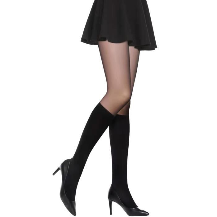 Collants femme voile noir fa on mi bas taille unique lingerie sexy
