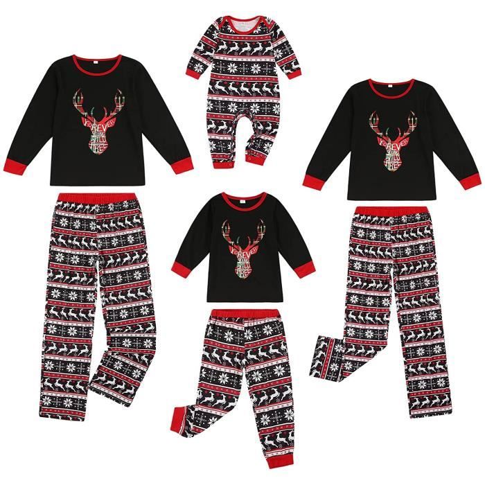 Ensemble de pyjamas de Noël pour la famille Pjs assortis Vêtements de nuit  de vacances Couples Pyjamas Parent-Enfant Pyjamas de Noël 