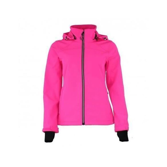 Blouson de ski femme Peak Mountain Afori fushia argent L Softshell Etanche Respirant