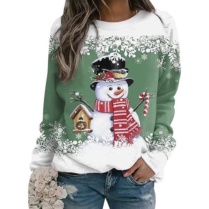 SWEATSHIRT Pull Noel Femme Pull Sweat Noel Femme Pull Moche de Noel Drole Femme Funny Ugly Merry Christmas Sweatshirt Sweat Noel Vert Cdiscount Pret a Porter