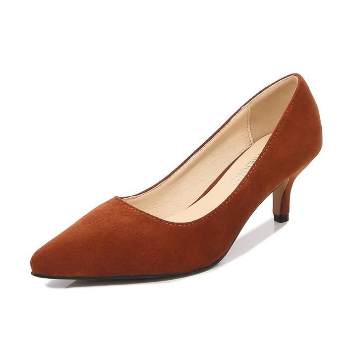 Escarpins Marron Daim Carrieres Pointu Sexy Les Cent Talon Fin 5cm G251 Achat Vente Escarpins Marron Daim pas cher Cdiscount