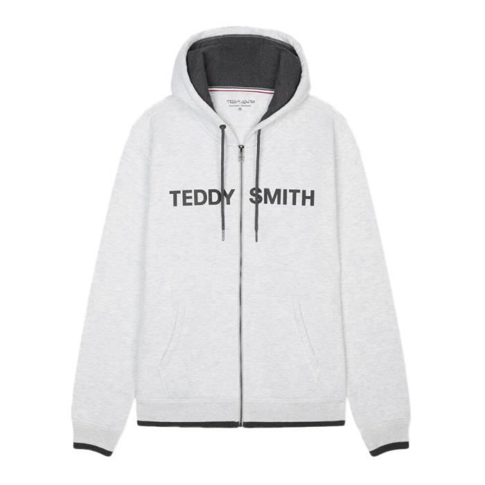 Sweat capuche Zipp Blanc Homme Teddy Smith Giclass Hoody Grey