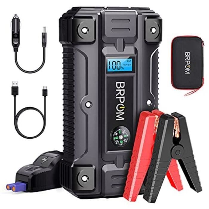 BRPOM Booster Batterie 3000A 23800mAh Jump Starter Portable (Jusqu’à 8.0L Diesel ou 10L Gas) Démarrage de Voiture 12V avec Prise