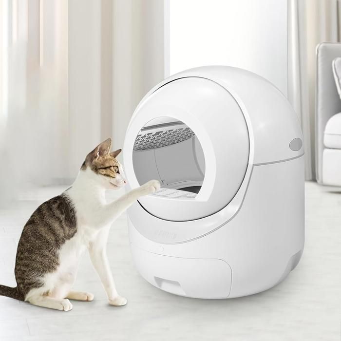 Comparer les prix de Bac à litière autonettoyant pour chat OKWISH - 10 L - Moniteur de santé intelligent - Blanc