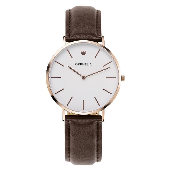 ORPHELIA - Montre Hommes - Quartz - Analogique - Bracelet en Cuir - Marron - OR61910