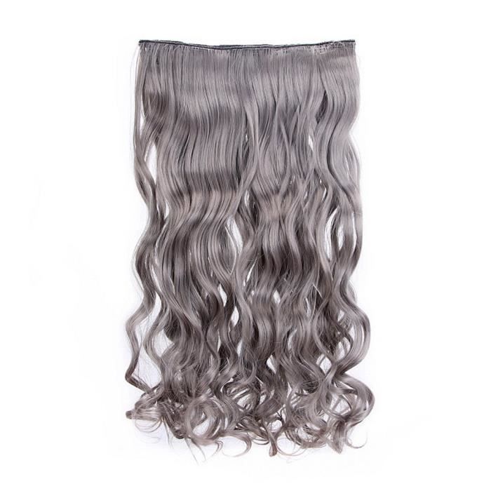 Extension cheveux postiche Perruque avec clip Vintage Gris 60cm Cdiscount Au quotidien