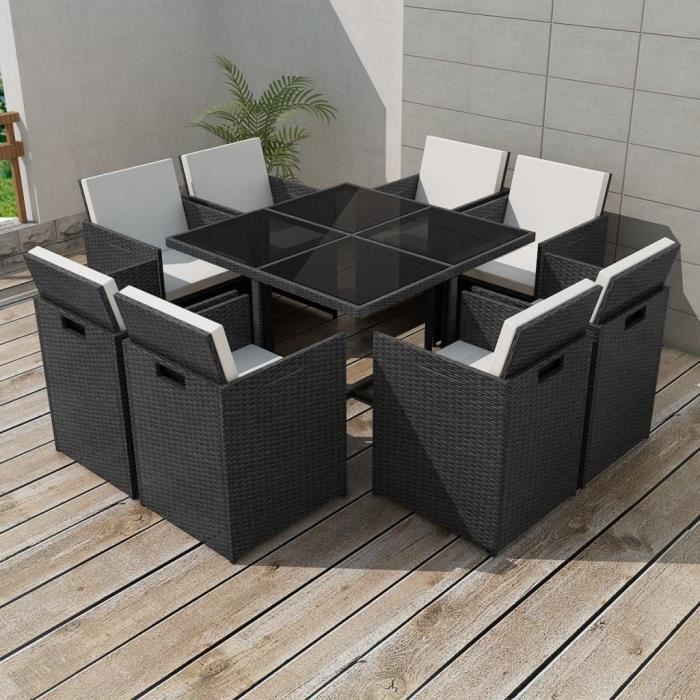 Jeu De Mobilier De Jardin Meuble De Jardin 25 Pcs Noir Resine