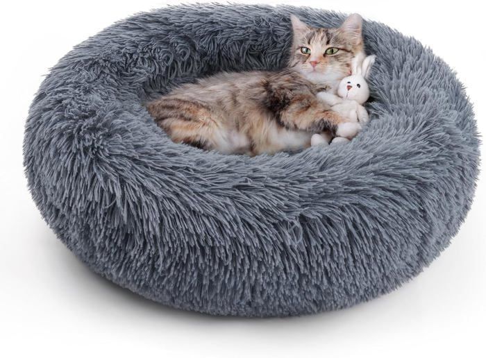 Meilleurs prix pour Rabbitgoo Panier pour chat/chien Rond en Peluche pour et Confortable Lavable-50cm-Gris Foncé