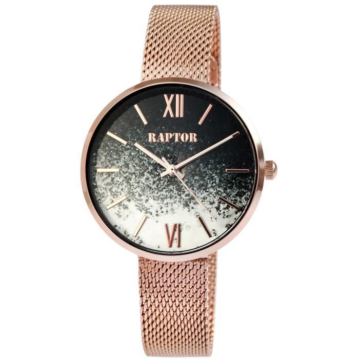 Montre Femme Cadran Carré Chiffres Romains - Bracelet Acier Maille Palmier, Quartz, Cadeau élégant Petite Taille - 5