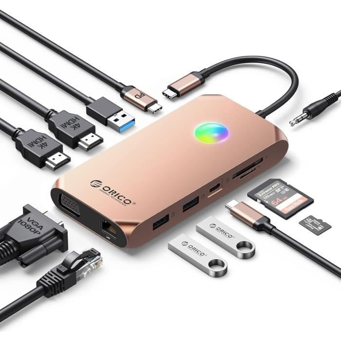 Station D'Accueil Usb C 13 En 1 Avec Double Écran,Charge 100 W,Double