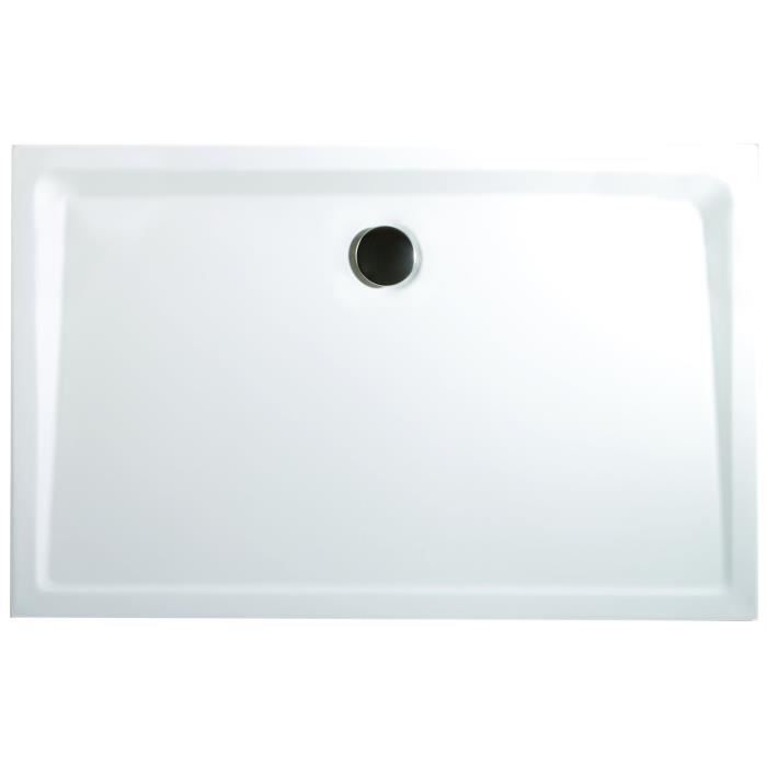 Receveur de douche rectangulaire 160x90 cm, bac à douche extra plat, acrylique blanc, à poser ou à encastrer, Schulte