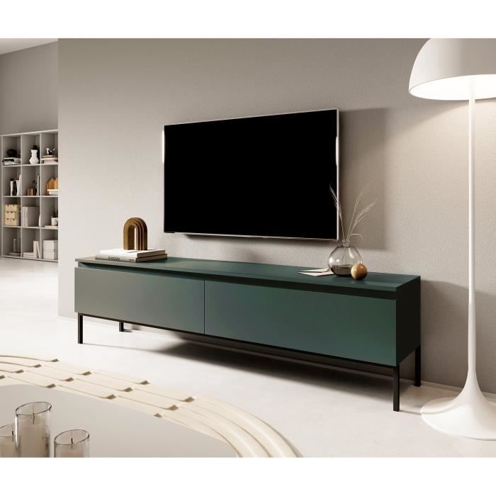 Meuble TV - SELSEY - BEMMI - 150 cm - Vert foncé - Mélamine mate