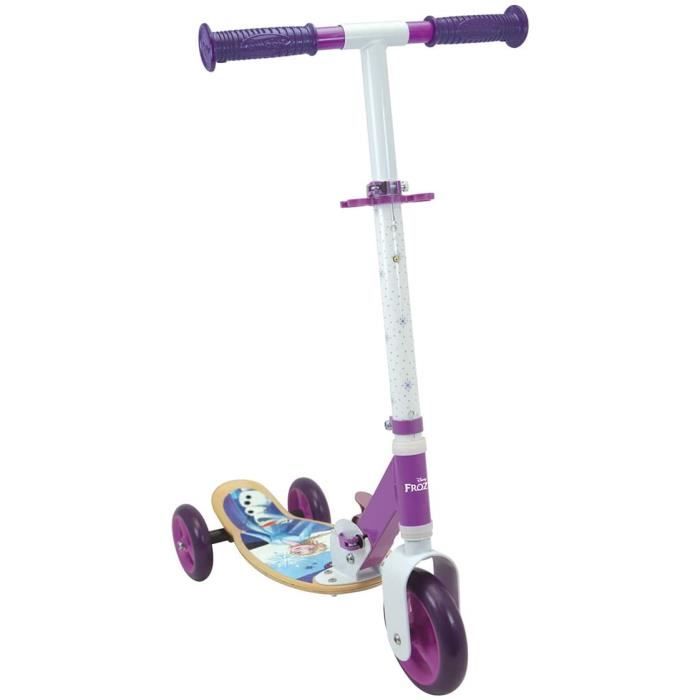 SMOBY Reine des Neiges Patinette 3 roues silencieuses Guidon réglable Trottinette enfant en bois et métal
