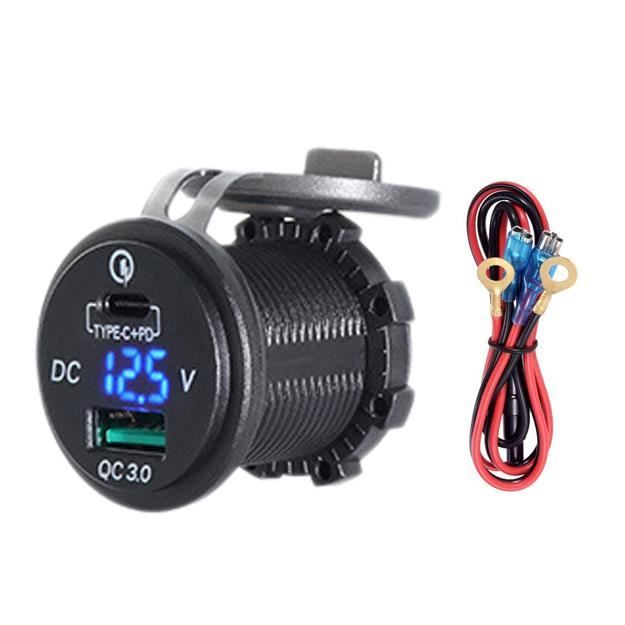 Adaptateur de Prise de Chargeur USB Double avec VoltmèTre LED Housse éTanche  à la PoussièRe pour 12 - 24V Voiture Moto Bateau PD - Cdiscount Auto