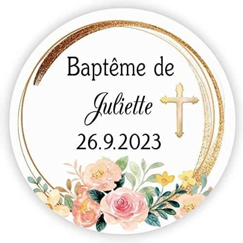 50 Autocollants Personnalisables Ronds 4 Cm Pour Mariage - Étiquettes Cadeaux, Baptême, Anniversaire - 4