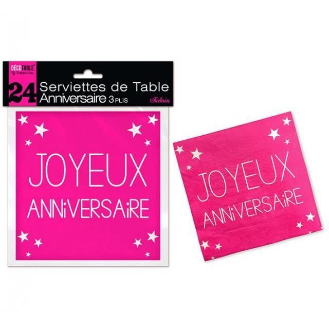 Serviette Anniversaire Rose Cdiscount Serviette Anniversaire Rose Cdiscount