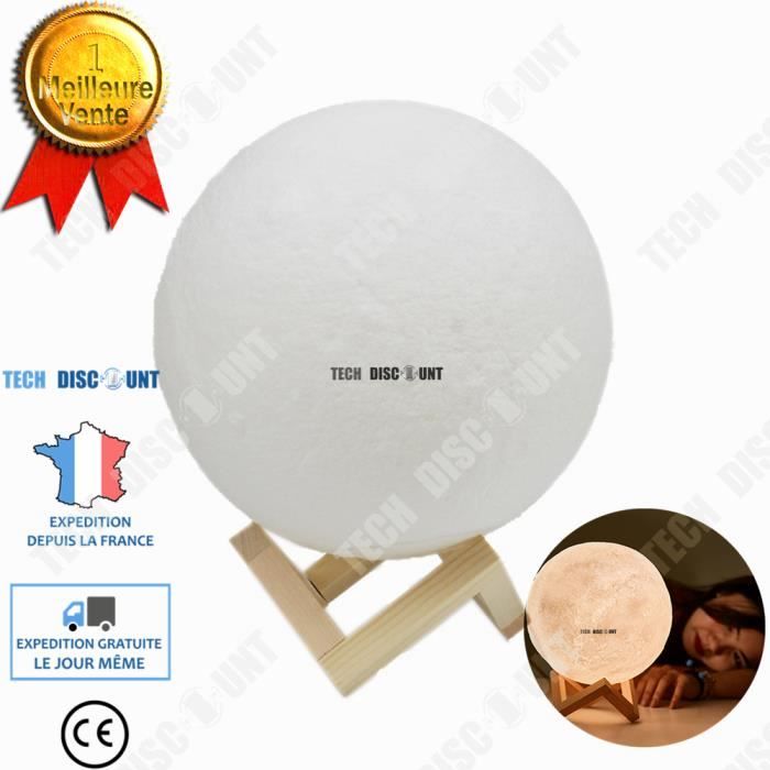 Lampe De Chevet Lune En Rotin LED – Veilleuse USB Rotin Tissé, 6 Niveaux Luminosité, Ambiance Chambre & Salon