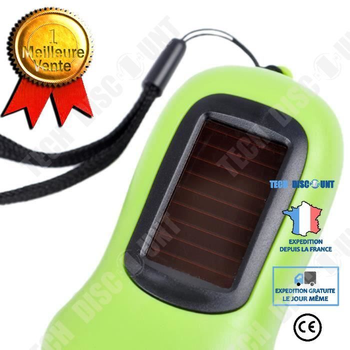 1 pcs lampe de poche à manivelle multifonctionnelle/ rechargeable energie solaire / à chargement solaire facile à porter vert
