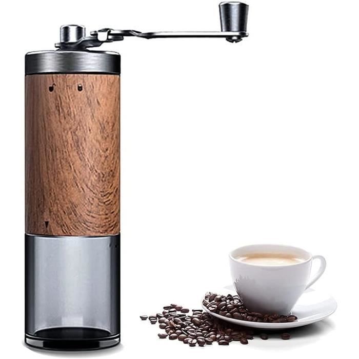 Moulin à Café Manuel – Broyeur Conique Réglable 40 Niveaux – Capacité 30 G – Acier Inox – Pour Expresso, Voyage, Camping – Noir - 1