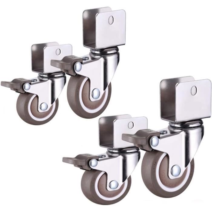 2 Roulettes Pour Radiateur à Huile - Crochet En U, Rotation 360°, Freinage - Acier Carbone Blanc - Remplacement Facile