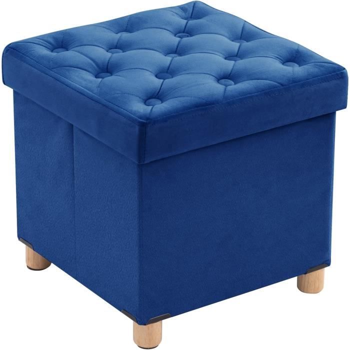 Urban Living - Pouf de rangement pliable Kube en velours côtelé - Bleu - Maison