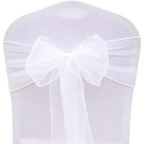 Lot De 2 Nœuds Ruban Chaise Mariage Organza Blanc 100x150 Cm - Décoration Élégante Pour Mariages, Fêtes & Célébrations