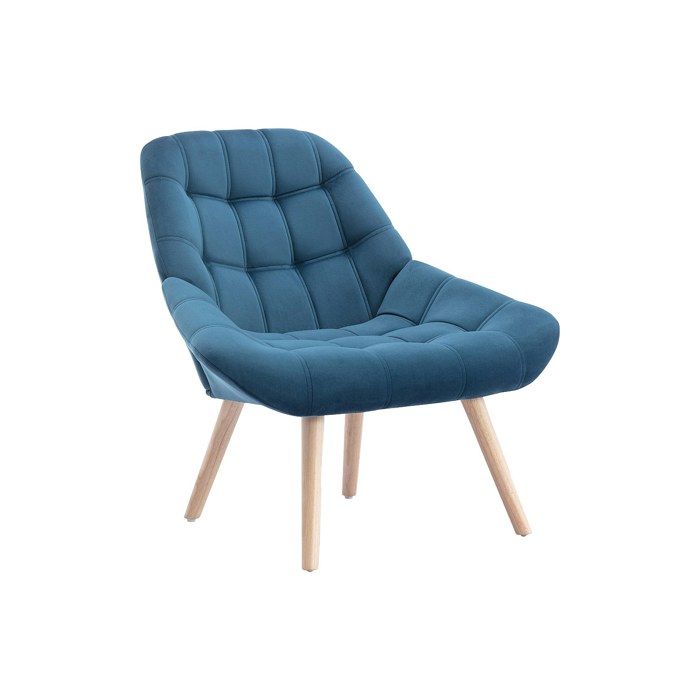 Fauteuil en velours bleu canard LUOSTO