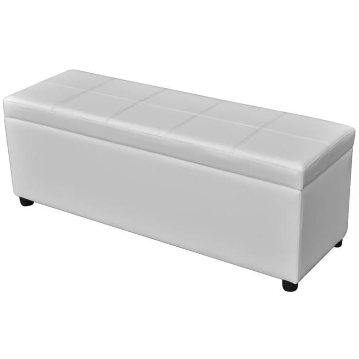 "top" banc coffre jili - design relax - banc salon long de rangement bois blanc,11,95 kg