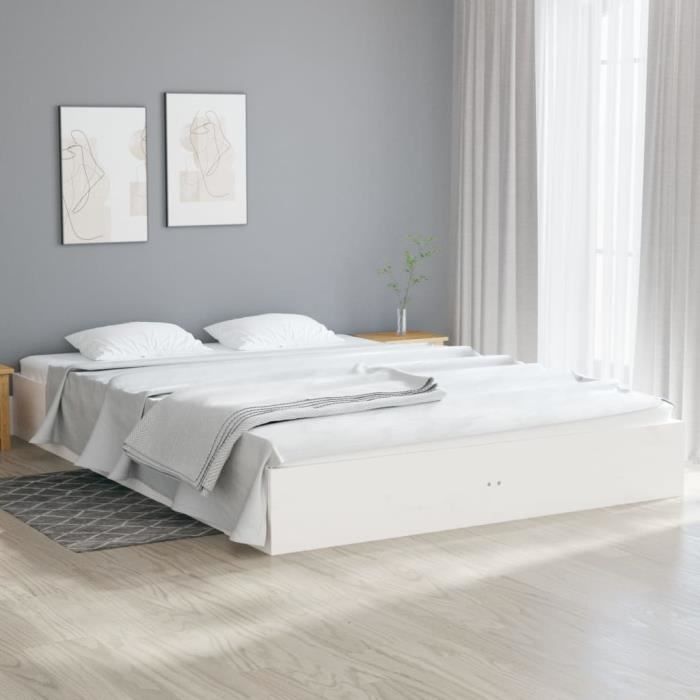 vidaXL Cadre de lit Blanc Bois massif 160x200 cm 820033